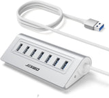 JESWO 7-Port Aluminum USB 3.0 Hub (A507, Sliver)