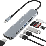 JESWO 7-IN-1 Dock with HDMI, USB 3.0 Port, 100W PD, SD/TF Card Reader (NC701, Gray)
