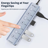 JESWO 7-Port Aluminum USB 3.0 Hub with Individual LED On/Off Switches (A307)