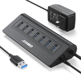 JESWO 7-Port Powered USB 3.0 Hub with 20W US Standard Power Adapter (A507, US Plug)