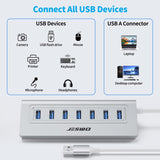 JESWO 7-Port Aluminum USB 3.0 Hub (A507, Sliver)