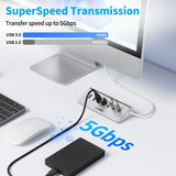 JESWO 7-Port Aluminum USB 3.0 Hub (A507, Sliver)