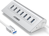 JESWO 7-Port Aluminum USB 3.0 Hub (A507, Sliver)
