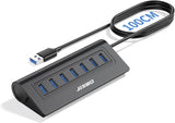 JESWO 7-Port Aluminum USB 3.0 Hub (A507, Black)