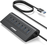 JESWO 7-Port Aluminum USB 3.0 Hub (A507, Black)