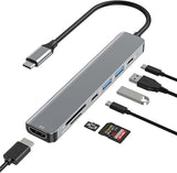 JESWO USB C HUB（7 in 1） Multiport Adapter 4K HDMI, USB 3.0, USB 2.0, SD/TF Card Reader, 5Gbps USB C Data Port, 100W PD Charging, Type C Dongle for MacBook, MacBook Pro, MacBook Air, DELL etc.