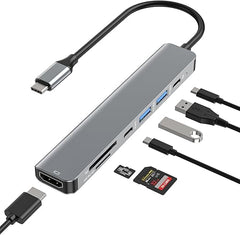 JESWO USB C HUB（7 in 1） Multiport Adapter 4K HDMI, USB 3.0, USB