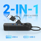 JESWO 4-IN-2 USB A/C Hub with with 1000Mbps Gigabit Ethernet +3 USB 3.0 Ports (NC302)