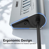 JESWO 9-Port Aluminum Powered USB 3.2/USB C Hub -Gray（AC109)