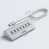 JESWO 7-Port Aluminum USB 3.0 Hub (A507, Sliver)
