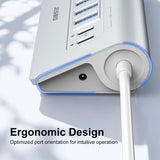 JESWO 9-Port Aluminum Powered USB 3.2/USB C Hub -Sliver（AC109）