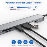 JESWO USB C HUB（7 in 1） Multiport Adapter 4K HDMI, USB 3.0, USB 2.0, SD/TF Card Reader, 5Gbps USB C Data Port, 100W PD Charging, Type C Dongle for MacBook, MacBook Pro, MacBook Air, DELL etc.