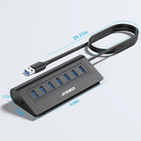 JESWO 7-Port Aluminum USB 3.0 Hub (A507, Black)