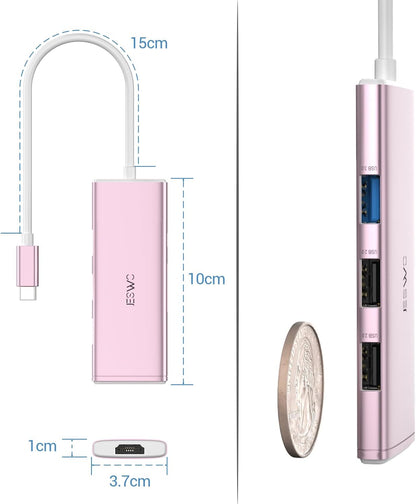 JESWO 7-IN-1 USB-C Dock with 100W Type-C Charging, 4K-HDMI, USB 3.0 Port and SD&Micro SD Card Reader (NC703, Rose Golden)