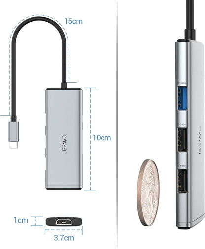 JESWO 7-IN-1 USB-C Dock with 100W Type-C Charging, 4K-HDMI, USB 3.0 Port and SD&Micro SD Card Reader (NC703, Gray)