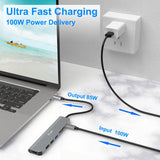 JESWO 7-IN-1 Dock with HDMI, USB 3.0 Port, 100W PD, SD/TF Card Reader (NC701, Gray)