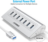JESWO 7-Port Aluminum USB 3.0 Hub (A507, Sliver)