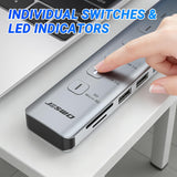JESWO 7-IN-1  USB-C Dock with Individual LED Switches, HDMI 4K Output,100W PD, USB-A 3.0 and SD/TF Card Reader (NC705)