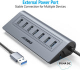 JESWO 7-Port Aluminum USB 3.0 Hub (A507, Gray)