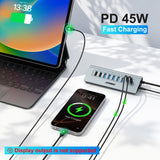 JESWO 9-Port Aluminum Powered USB 3.2/USB C Hub -Gray（AC109)