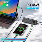 JESWO 9-Port Aluminum Powered USB 3.2/USB C Hub -Black（AC109）