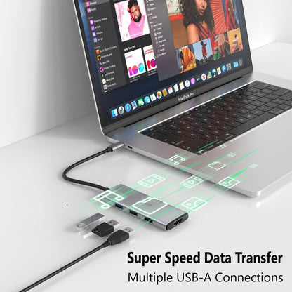 JESWO 7-IN-1 USB-C Dock with 100W Type-C Charging, 4K-HDMI, USB 3.0 Port and SD&Micro SD Card Reader (NC703, Gray)