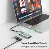 JESWO 7-IN-1 USB-C Dock with 100W Type-C Charging, 4K-HDMI, USB 3.0 Port and SD&Micro SD Card Reader (NC703, Gray)