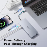 JESWO 14-in-1 Dock with 2 HDMI,VGA, Ethernet,6 USB A/C 3.0 Ports,100W PD,Audio,SD/TF (NC1401)