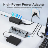 JESWO 9-Port Aluminum Powered USB 3.2/USB C Hub -Gray（AC109)