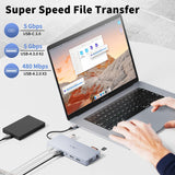 JESWO 14-in-1 Dock with 2 HDMI,VGA, Ethernet,6 USB A/C 3.0 Ports,100W PD,Audio,SD/TF (NC1401)