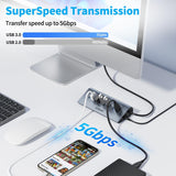 JESWO 7-Port Powered USB 3.0 Hub with 20W US Standard Power Adapter (A507, US Plug)