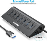 JESWO 7-Port Aluminum USB 3.0 Hub (A507, Black)