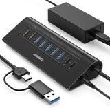 JESWO 9-Port Aluminum Powered USB 3.2/USB C Hub -Black（AC109）