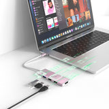 JESWO 7-IN-1 USB-C Dock with 100W Type-C Charging, 4K-HDMI, USB 3.0 Port and SD&Micro SD Card Reader (NC703, Rose Golden)