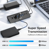 JESWO 9-Port Aluminum Powered USB 3.2/USB C Hub -Black（AC109）